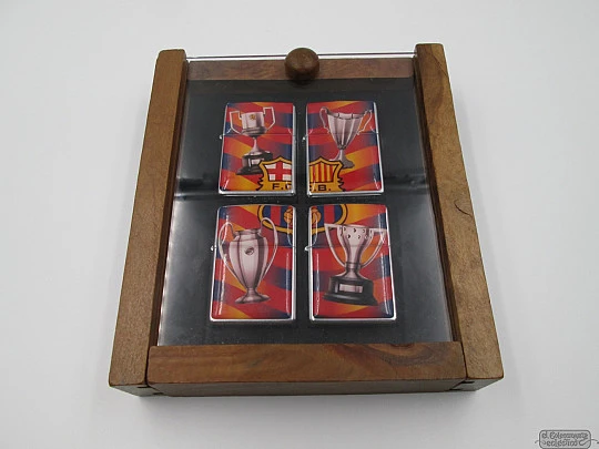 Box 4 FC Barcelona Zippo. Football cups. 1995. Brass & colour enamel