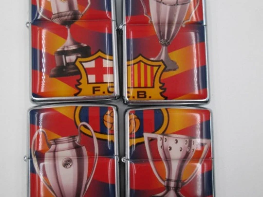 Box 4 FC Barcelona Zippo. Football cups. 1995. Brass & colour enamel