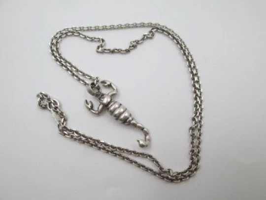 Braided link chain with scorpion pendant. 925 sterling silver. 1990's. Spain