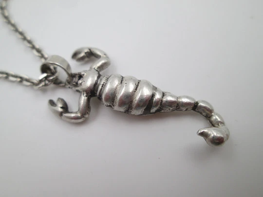 Braided link chain with scorpion pendant. 925 sterling silver. 1990's. Spain