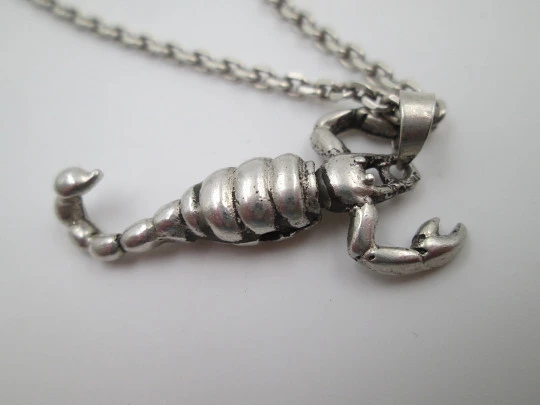 Braided link chain with scorpion pendant. 925 sterling silver. 1990's. Spain