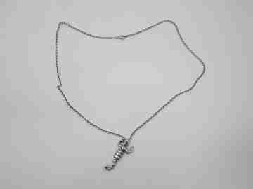Braided link chain with scorpion pendant. 925 sterling silver. 1990's. Spain