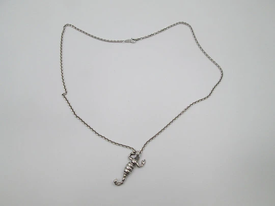 Braided link chain with scorpion pendant. 925 sterling silver. 1990's. Spain