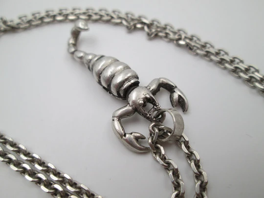 Braided link chain with scorpion pendant. 925 sterling silver. 1990's. Spain