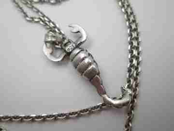 Braided link chain with scorpion pendant. 925 sterling silver. 1990's. Spain