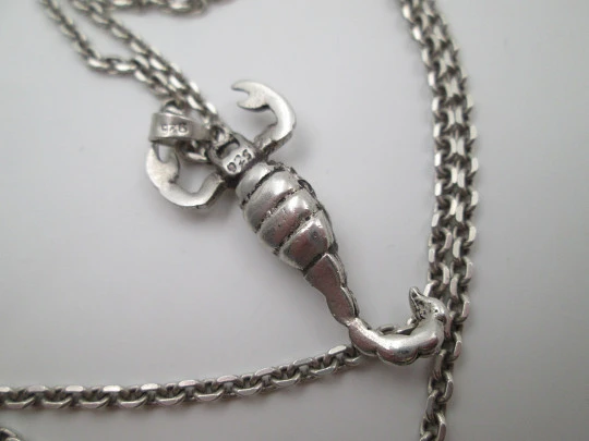 Braided link chain with scorpion pendant. 925 sterling silver. 1990's. Spain