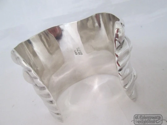 Brazalete plata de ley 925. México. Tronco. Ancho. Vetas y nudos