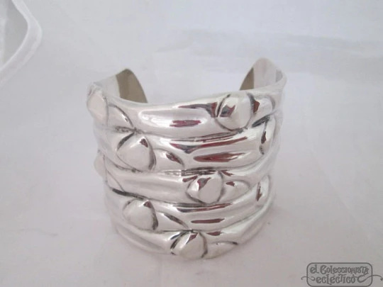 Brazalete plata de ley 925. México. Tronco. Ancho. Vetas y nudos