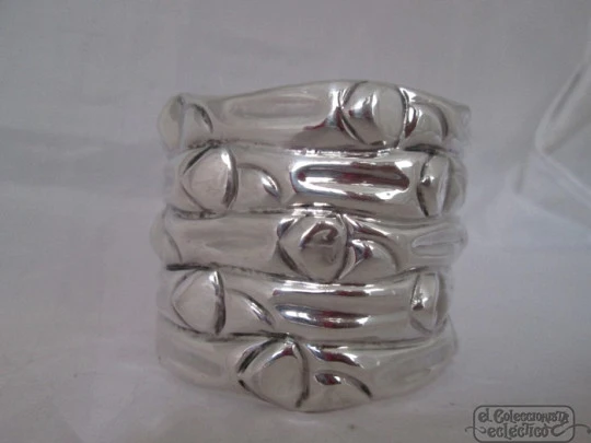 Brazalete plata de ley 925. México. Tronco. Ancho. Vetas y nudos