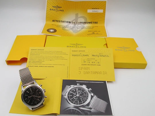 Breitling Transocean automatic aviator chronograph. Stainless steel. Swiss. 2012 Breitling Transocean automatic aviator chronograph. Stainless steel. Swiss. 2012