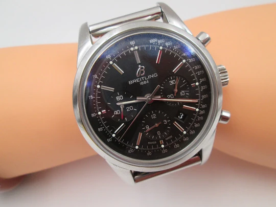 Breitling Transocean cronógrafo automático de aviador. Acero inoxidable. Suiza. 2012 Breitling Transocean cronógrafo automático de aviador. Acero inoxidable. Suiza. 2012