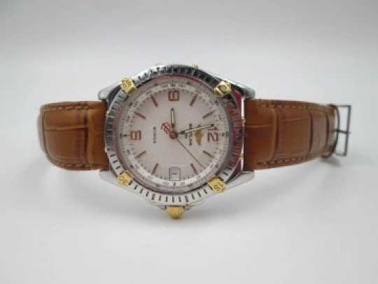 Breitling Wings. Automatic. Steel & gold details. 100 meters. Strap. 2001