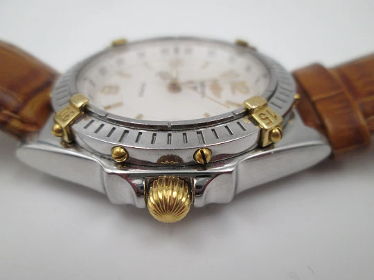 Breitling Wings. Automatic. Steel & gold details. 100 meters. Strap. 2001