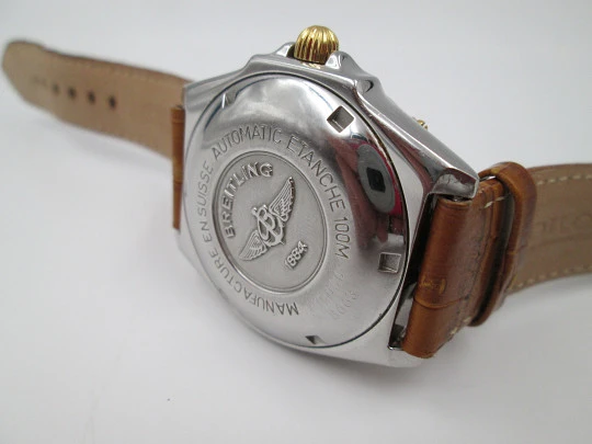 Breitling Wings. Automatic. Steel & gold details. 100 meters. Strap. 2001