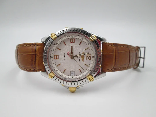 Breitling Wings. Automatic. Steel & gold details. 100 meters. Strap. 2001