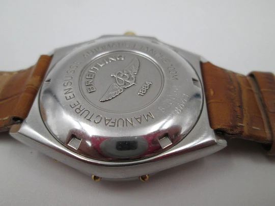 Breitling Wings. Automatic. Steel & gold details. 100 meters. Strap. 2001