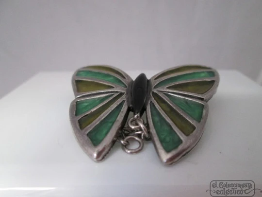 Broche mariposa. Plata de ley y esmalte traslúcido bicolor. Babylone Paris