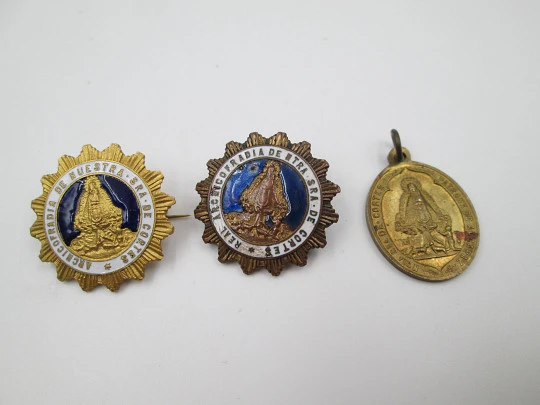 Bronze medal and enamel badges Archconfraternity of Our Lady of Cortes. 1950's