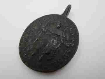 Bronze medal. Saint Isidore the Farmer and Chalice Eucharist. 18th century