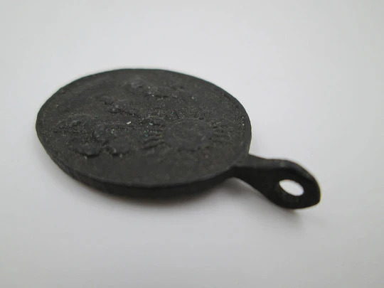 Bronze medal. Saint Isidore the Farmer and Chalice Eucharist. 18th century