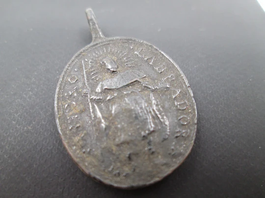 Bronze medal. Saint Isidore the Farmer and Chalice Eucharist. 18th century