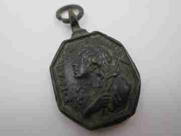 Bronze medal. Saint John the Baptist and Saint Paul the Apostle. 18th century. Spain