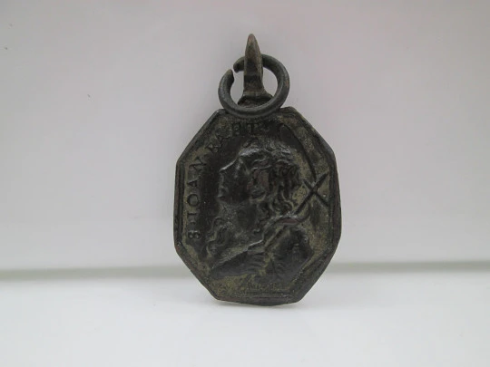 Bronze medal. Saint John the Baptist and Saint Paul the Apostle. 18th century. Spain