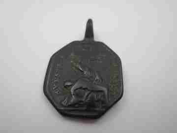 Bronze medal. Saint Nicholas and Our Lady of the Risco. 18th century. Spain