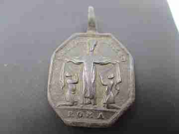 Bronze medal. Saint Peter Nolasco and Virgin of Mercy. 18th century. Rome