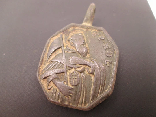 Bronze medal. Saint Peter Nolasco and Virgin of Mercy. 18th century. Rome