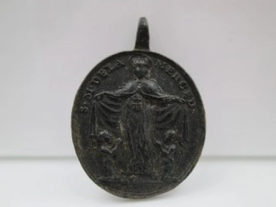 Bronze medal. Saint Raymond Nonnatus and Virgin of Mercy. 18th century