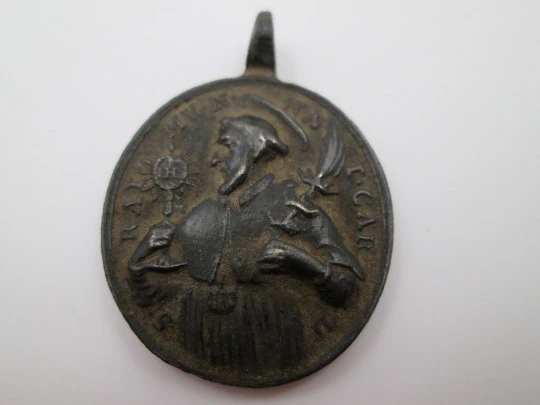 Bronze medal. Saint Raymond Nonnatus and Virgin of Mercy. 18th century