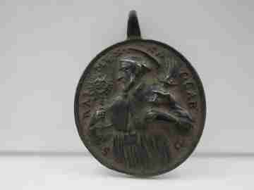Bronze medal. Saint Raymond Nonnatus and Virgin of Mercy. 18th century