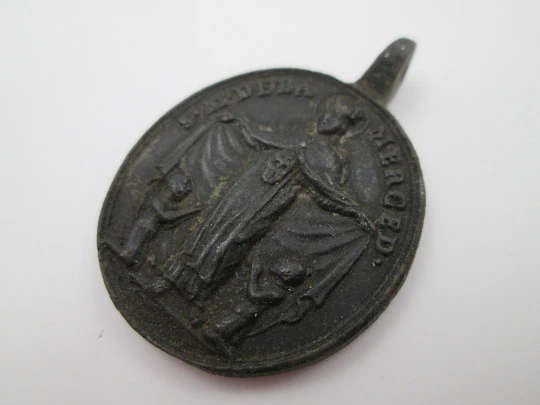 Bronze medal. Saint Raymond Nonnatus and Virgin of Mercy. 18th century