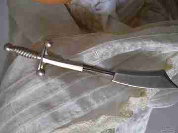 Brooch. Tie clip. Silver plated. 1960's. Sword shape. Trallon