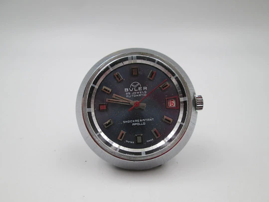 Buler Apollo. Metal cromado y acero inoxidable. Esfera azul. Calendario. Brazalete Buler Apollo. Metal cromado y acero inoxidable. Esfera azul. Calendario. Brazalete