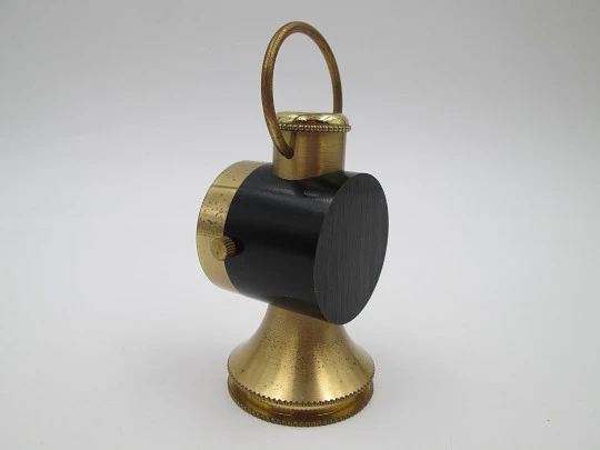 Buler De Luxe table clock. Blued bronze. Manual winding. Lamp shape. 1970's. Swiss