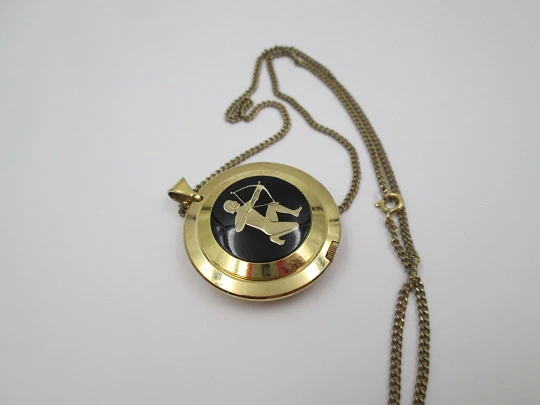 Buler pendant watch. Gold plated & archer enamel. Manual wind. Swiss