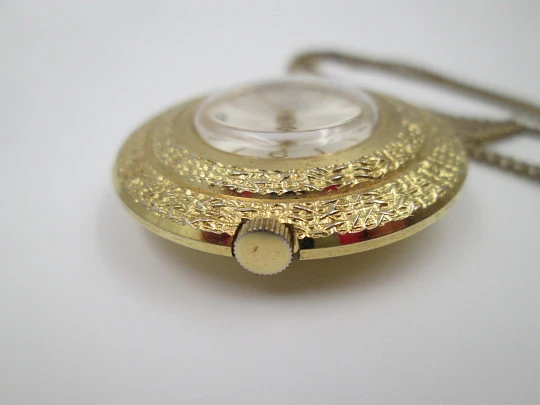 Buler pendant watch. Gold plated & archer enamel. Manual wind. Swiss