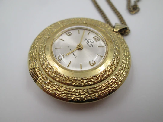 Buler pendant watch. Gold plated & archer enamel. Manual wind. Swiss