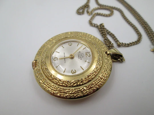 Buler pendant watch. Gold plated & archer enamel. Manual wind. Swiss