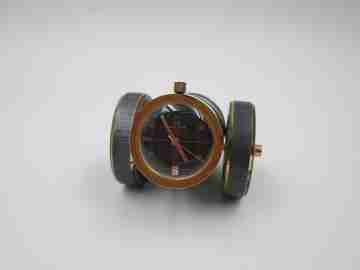 Buler table miniature cannon clock. Blued bronze. Manual winding. 1970's. Swiss