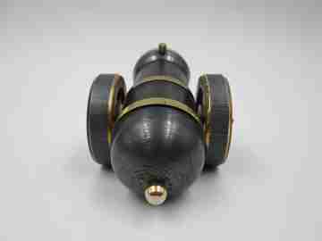 Buler table miniature cannon clock. Blued bronze. Manual winding. 1970's. Swiss