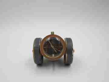 Buler table miniature cannon clock. Blued bronze. Manual winding. 1970's. Swiss