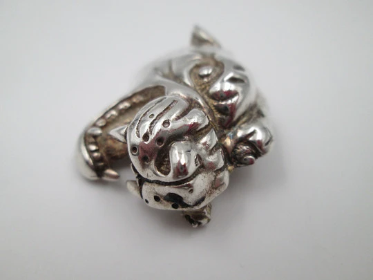 Bulldog dog head women's brooch. 925 sterling silver. 1970's. Mexico (Taxco)