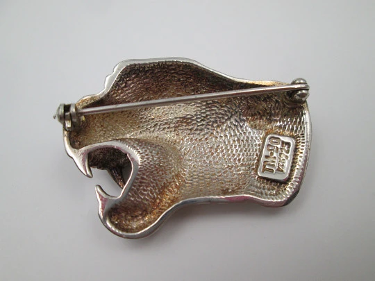 Bulldog dog head women's brooch. 925 sterling silver. 1970's. Mexico (Taxco)