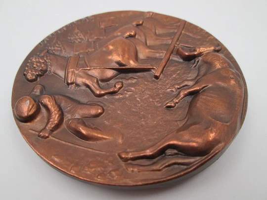 Bullfighting 'Mulillas' FNMT medal. High relief work. Manolo Prieto, 1963