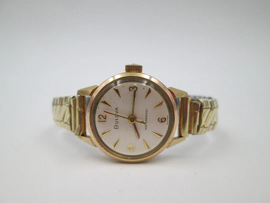 Bulova lady wristwatch. Manual winding. Steel and gold plated. Bracelet. 1960's