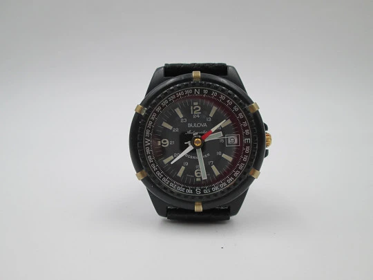 Bulova Ocean Timer. Black enameled steel. Automatic. Compass. 1975's. Swiss