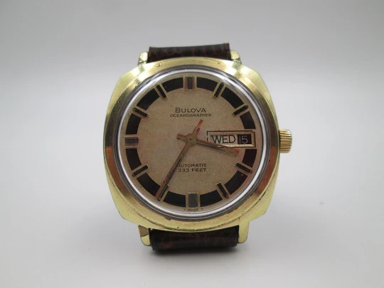 Bulova Oceanographer 333. Acero y chapado oro. Automático. Día y fecha. 1970. Suiza